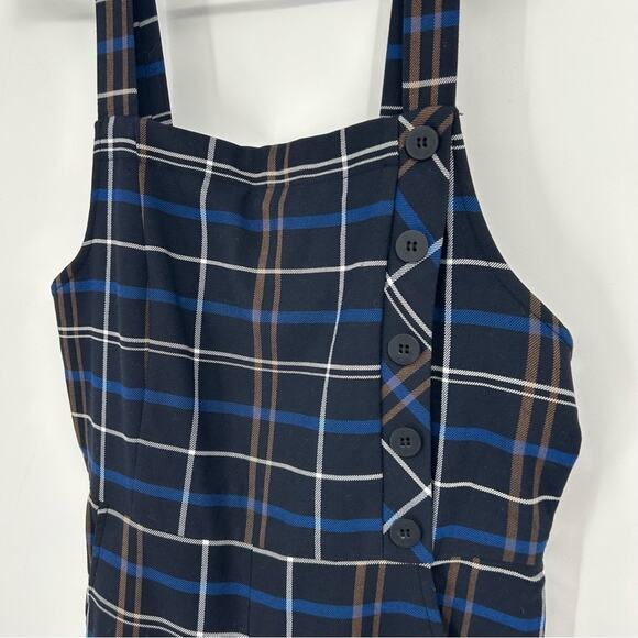 Zara Plaid Wide Leg Trouser Jumpsuit Overalls Pinafore Blogger Favorite Size S - Picture 5 of 8